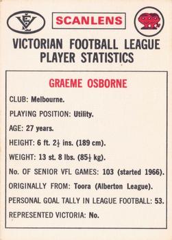 1974 Scanlens VFL #95 Graeme Osborne Back